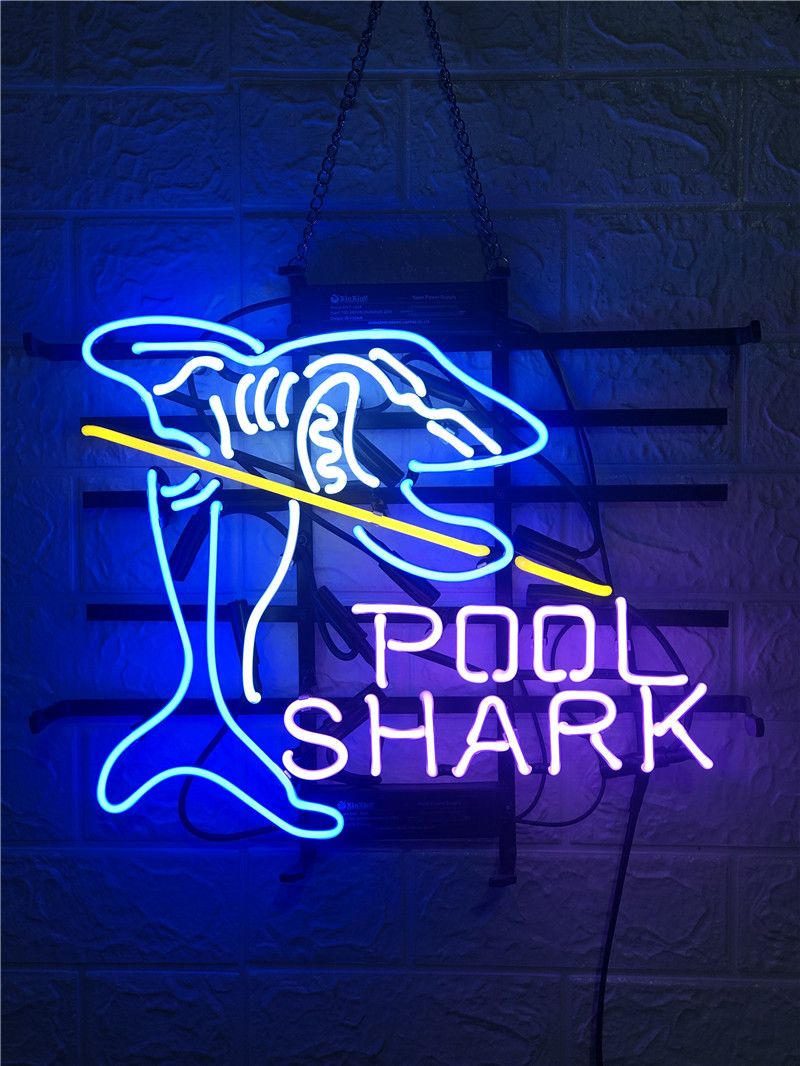 2020 POOL SHARK NEON SIGN HANDICRAFT LIGHT BEER BAR PUB REAL GLASS TUBE