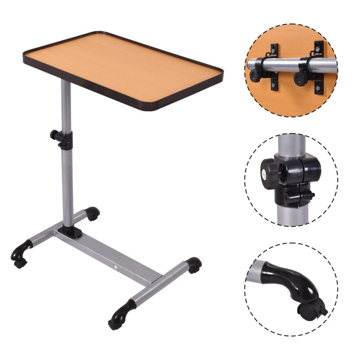 2018 Rolling Adjule Overbed Table Laptop Desk Food Tray Rolling Adjule Overbed Table Laptop Desk Food Tray Hospital W Tilting Top