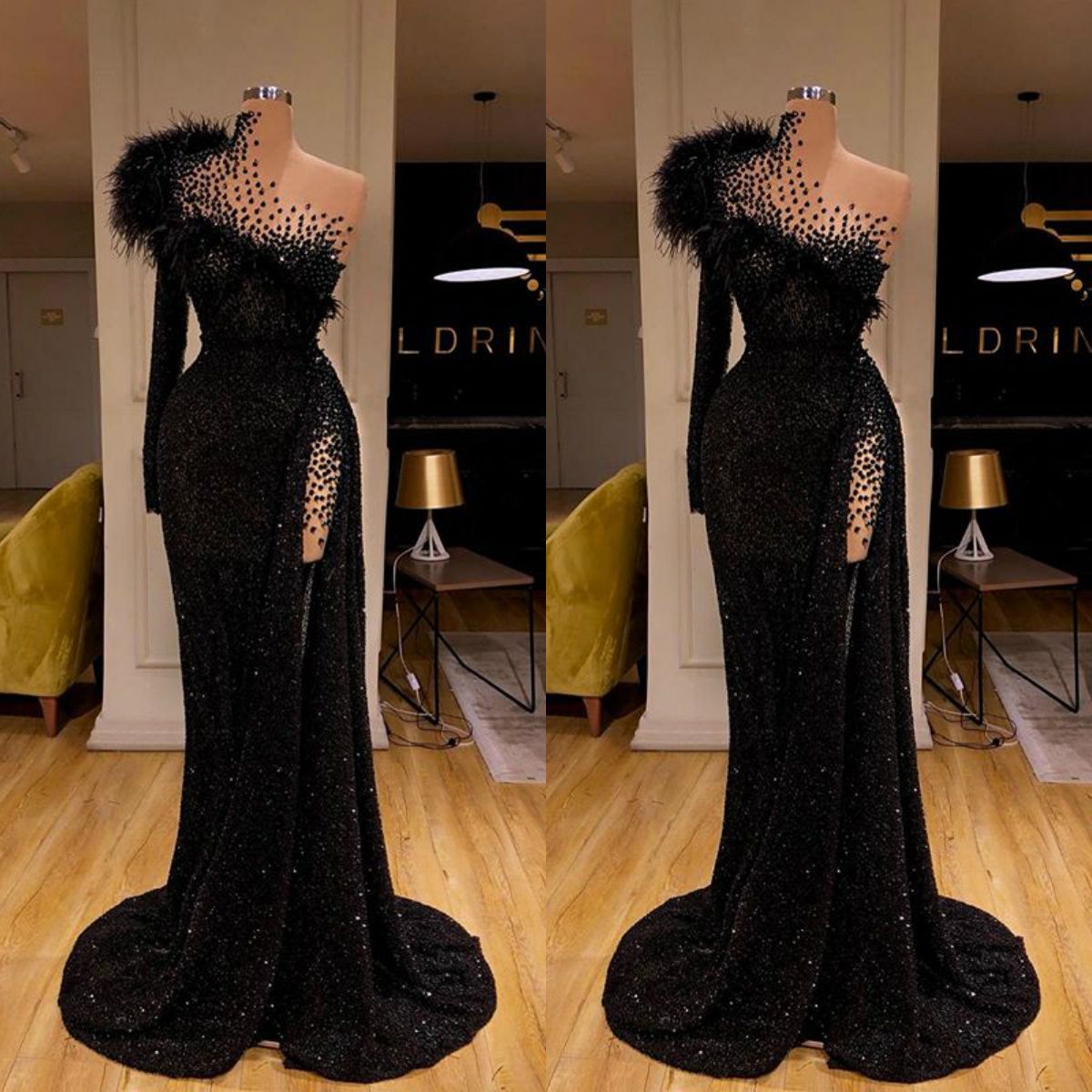 long black evening dress with side split