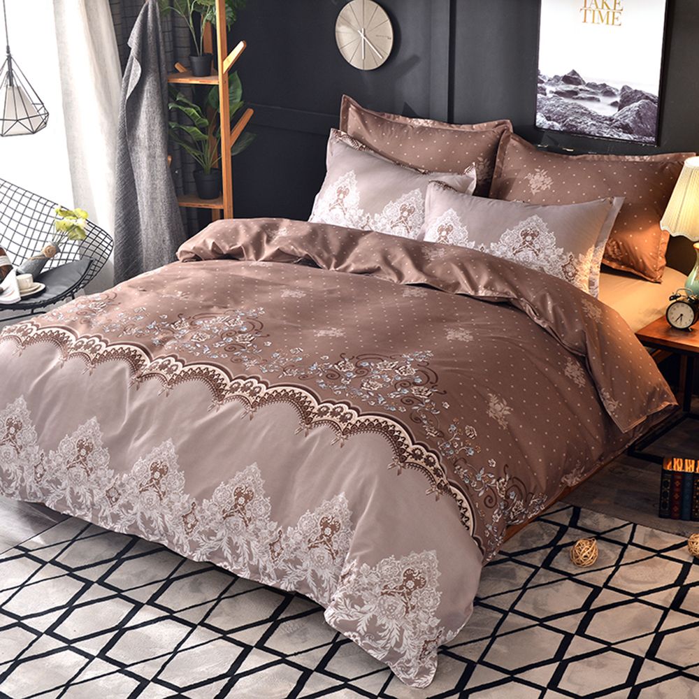 Duvet Cover Set Soft Cozy Printed Lace Shape Printed Comforter