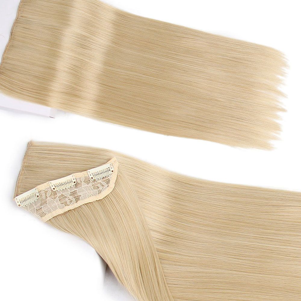 Zxtress 24 Inch 5 Clips Synthetic Hair Long Straight Blonde Clip