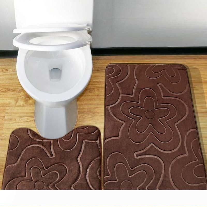 2020 Wholesale Non Slip Washable Floor Carpet Bath Mat Pedestal Toilet Rug Kits Coral Velvet Floral Pattern Bathroom Mats Rugs Set From Ghk418418 134 09 Dhgate Com