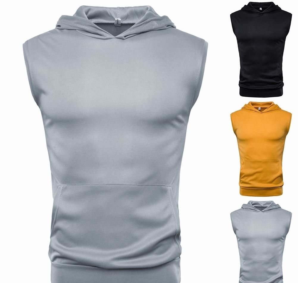 Men Cool Muscle Hoodie Tank Top Bodybuilding Gym Workout Sleeveless Vest T-Shirt