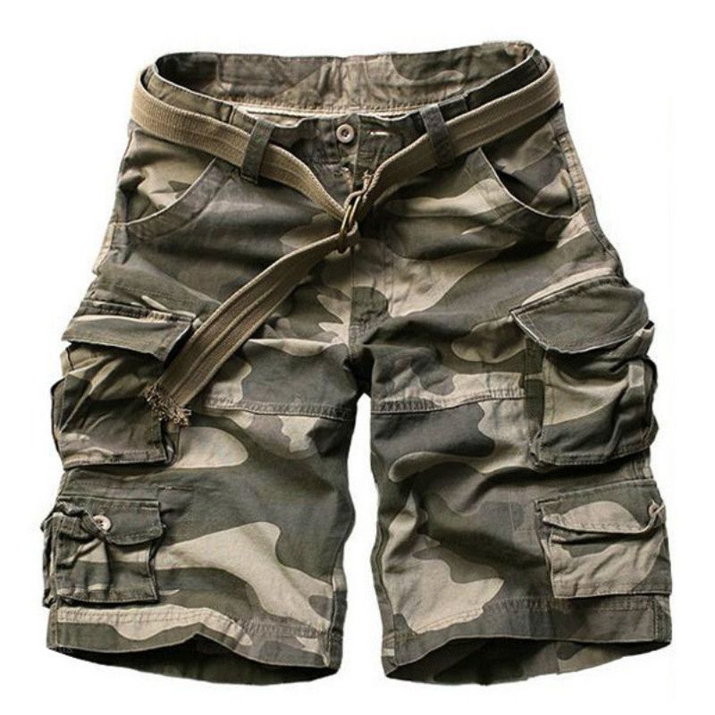 2019 de Ejército Verde Camuflaje Pantalones cortos Casual Camo de rodilla Hombre Mens