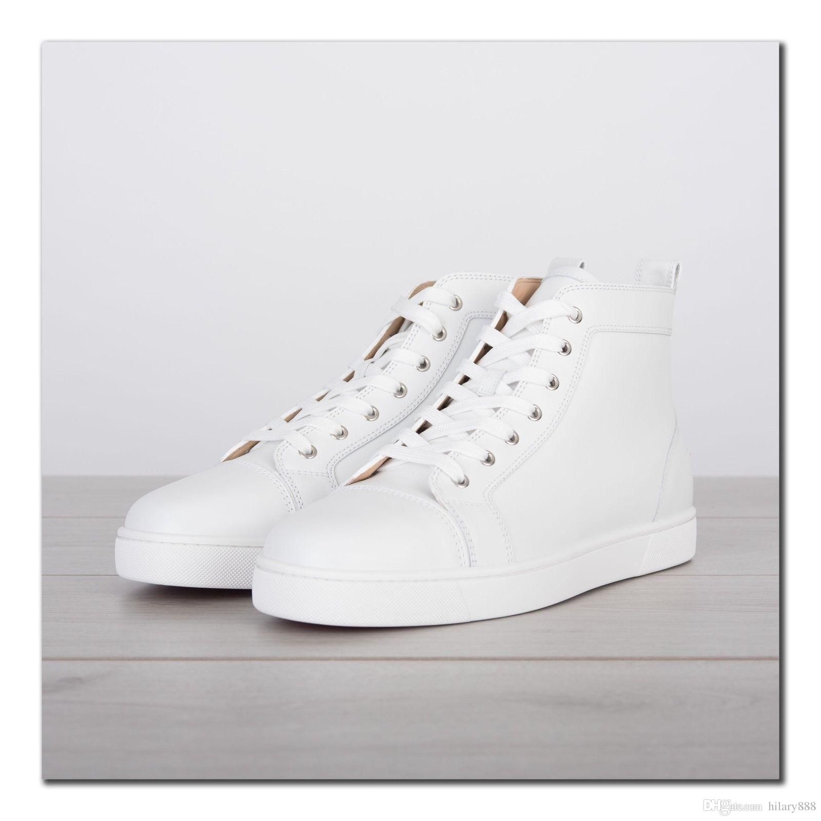 Desconto Em Sapatilhas De Couro Genuíno Branco Sapatos De Alta Top Marcas  Famosas Red Bottom Sapatilha Sapatos Designer De Luxo Das Mulheres Dos  Homens Causal Vestido De Festa De Casamento Loja Online
