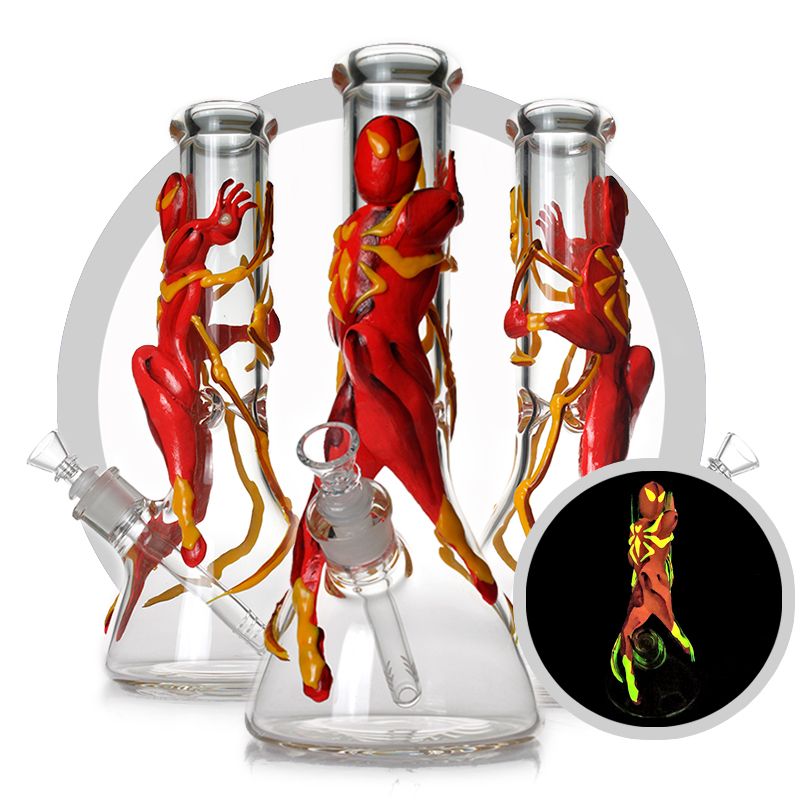 2021 New 3D Hand Painting Art Glass Bong 7mm Thick Heady Glass Hookah