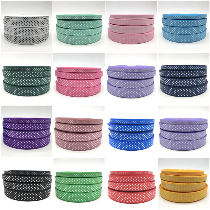5Yards 5//8/"15mm Polka Dots Grosgrain Ribbon DIY Bow Wedding Christmas Decoration