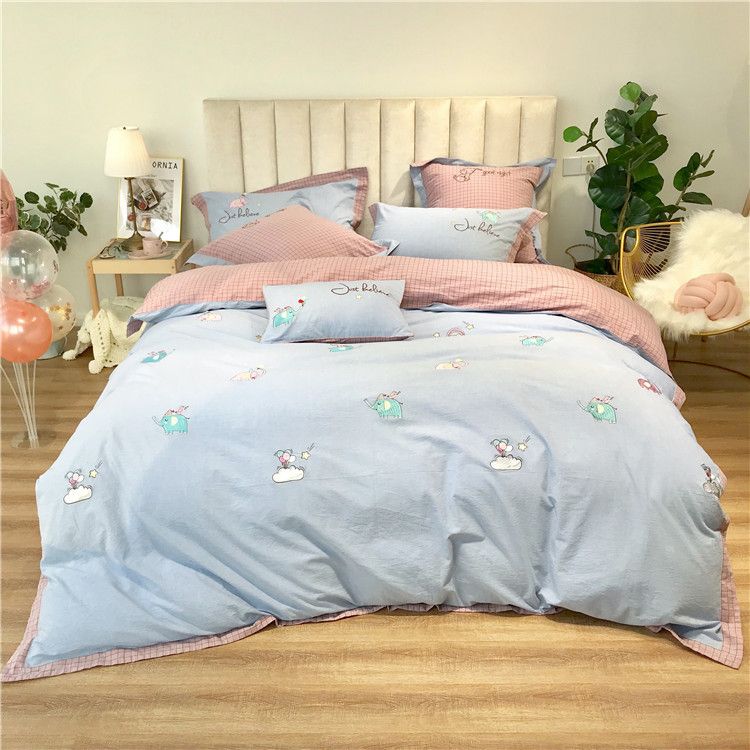 Bedding Sets Cartoon Cute Style Woven Washed Cotton Three Piece