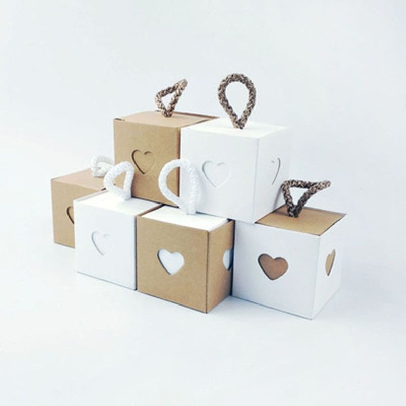 50Pcs Cute Kraft Paper Party Favor Box Wedding Party Favour Gift Candy Boxes 