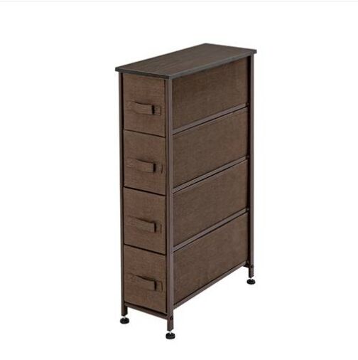 2020 Brown Narrow Dresser Vertical Storage Unit 4 Fabric