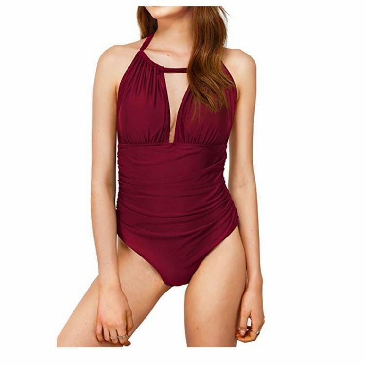 halter neck swimsuit tummy control
