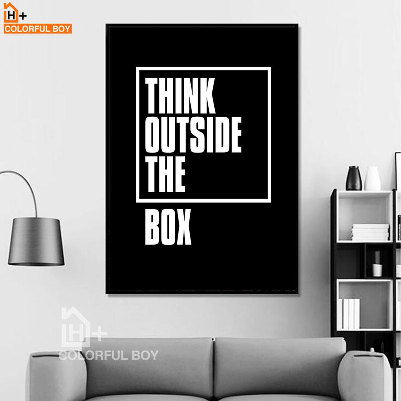 Fulboy Typography Think Quotes Canvas Painting Black White Wall
