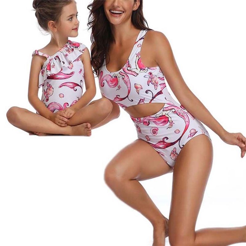 matching mother and daughter swimming costumes