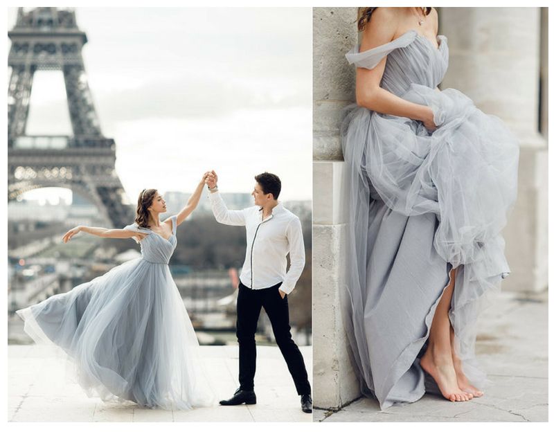 Vestidos de novia gris pálido Romántico 2020 Nuevo Tul plisado Fantasía Fuera del hombro Longitud del Vestidos de novia gris pálido Romántico 2020 Nuevo Tul plisado Fantasía Fuera del hombro Longitud del