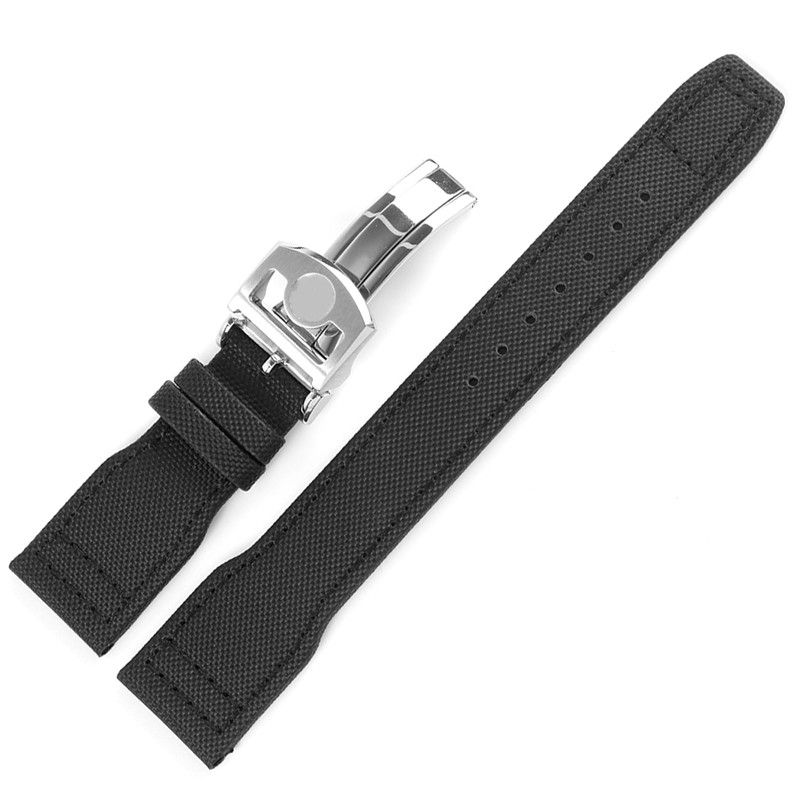 22mm nylon noir argent rond