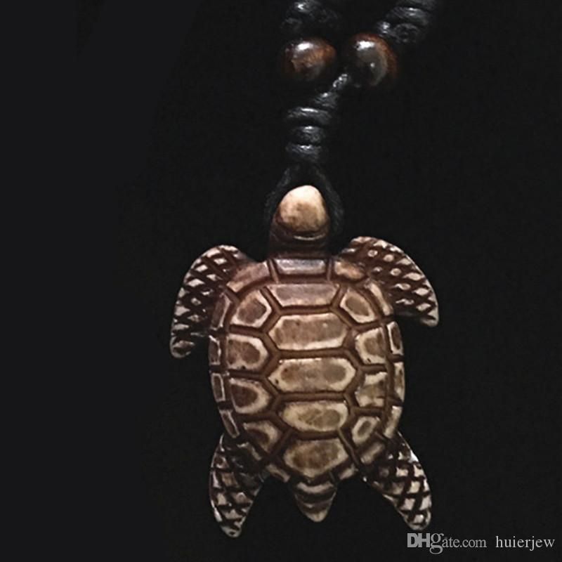 Men Women Handmade Tribal Culture Water Turtle Longevity Symbol Necklace 