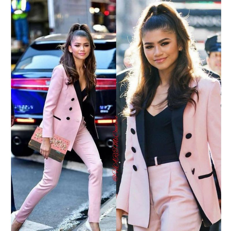 Compra Luz De Color Rosa Madre De Los Trajes Trajes De Novia Pant Mujeres  De Negocios Negro Peaked Solapa Smoking Blazer Para La Boda Jacket + Pants  Barato | Entrega Rápida Y