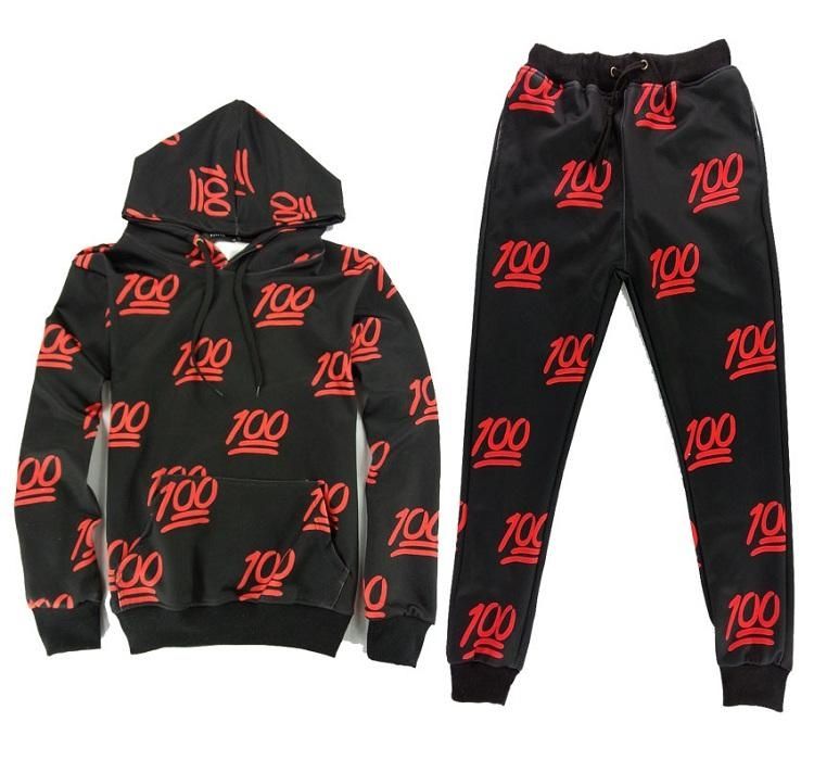 Men/'s //Women/'s Emoji 100 3D Print Sweatshirt Hoodies Jogging pants Sport Suit