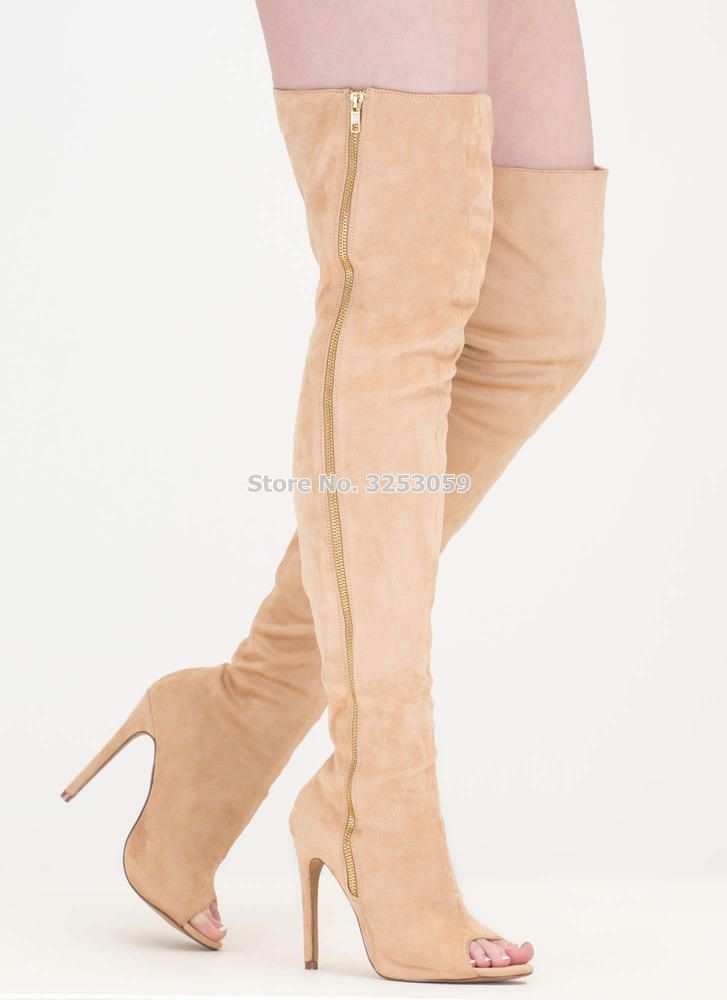 thigh high slim fit boots
