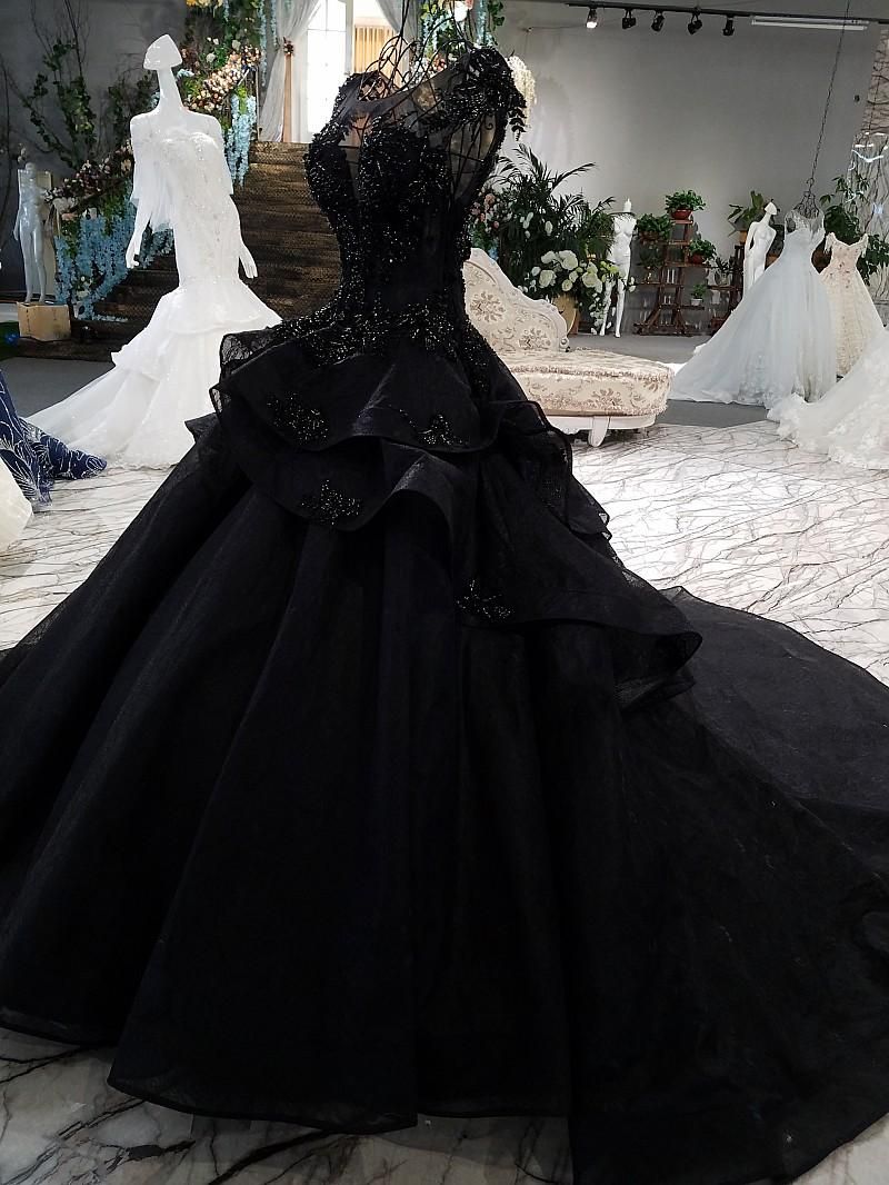 Escalera Una noche Príncipe Nueva llegada vestidos de novia negros lujos