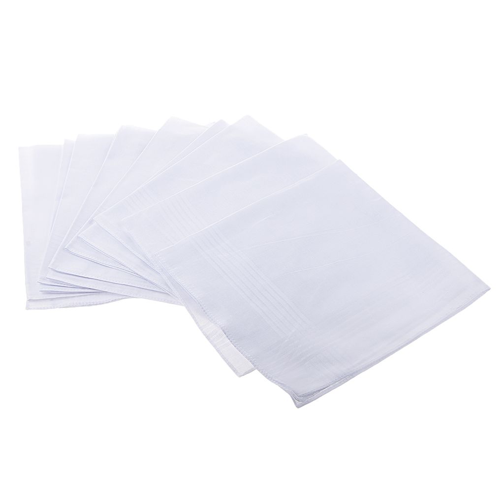 10pcs Men Women 100/% Cotton White Handkerchiefs Soft Hanky Party Hankies
