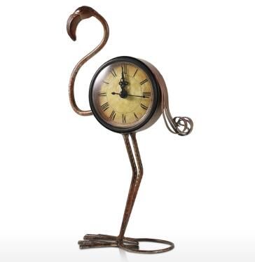 2020 Tooarts Flamingo Wrought Iron Clock Retro Desks Clock