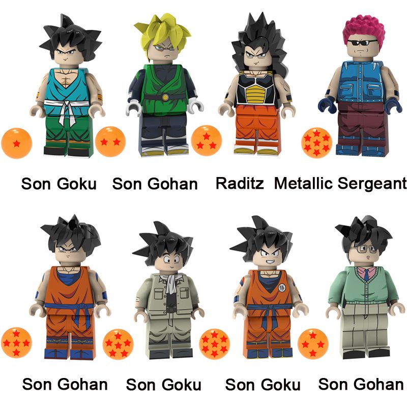 Janpan animado de dibujos animados Dragon Ball Z Super Saiyan Goku Gohan Raditz metálico sargento mini figura de acción de juguete del ladrillo Building Blocks Janpan animado de dibujos animados Dragon Ball Z Super Saiyan Goku Gohan Raditz metálico sargento mini figura de acción de juguete del ladrillo Building Blocks
