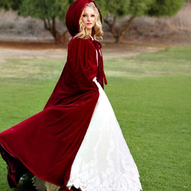 Cloak Hooded Velvet & Satin Cape Renaissance Clothing Medieval Costume 