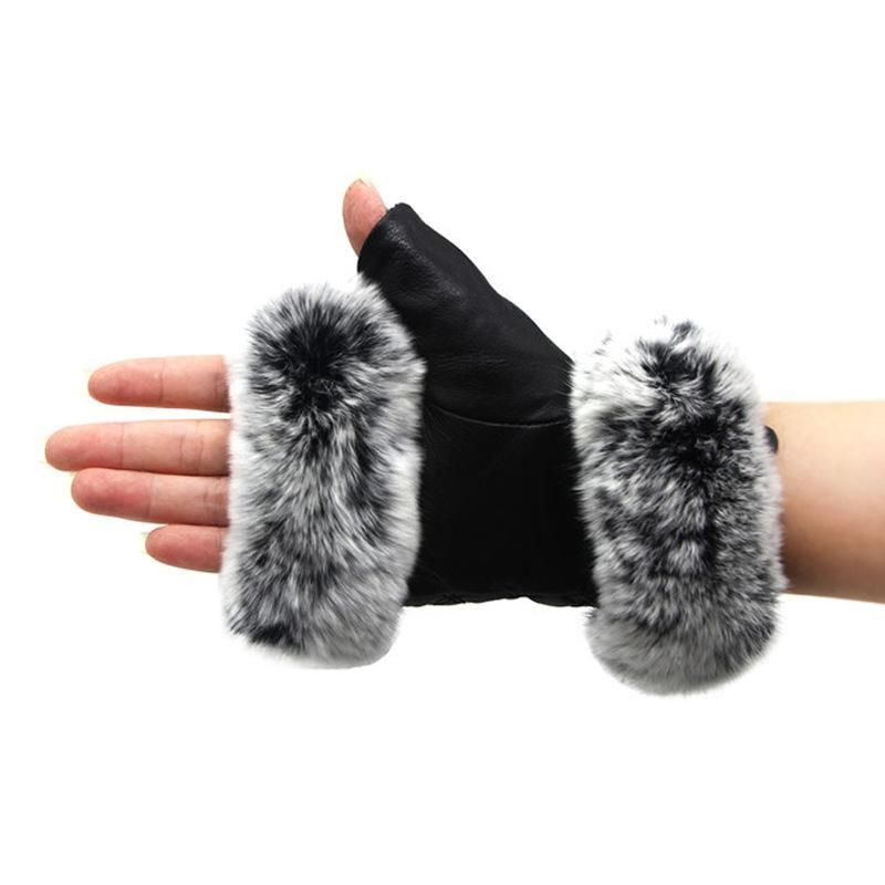 fur half gloves