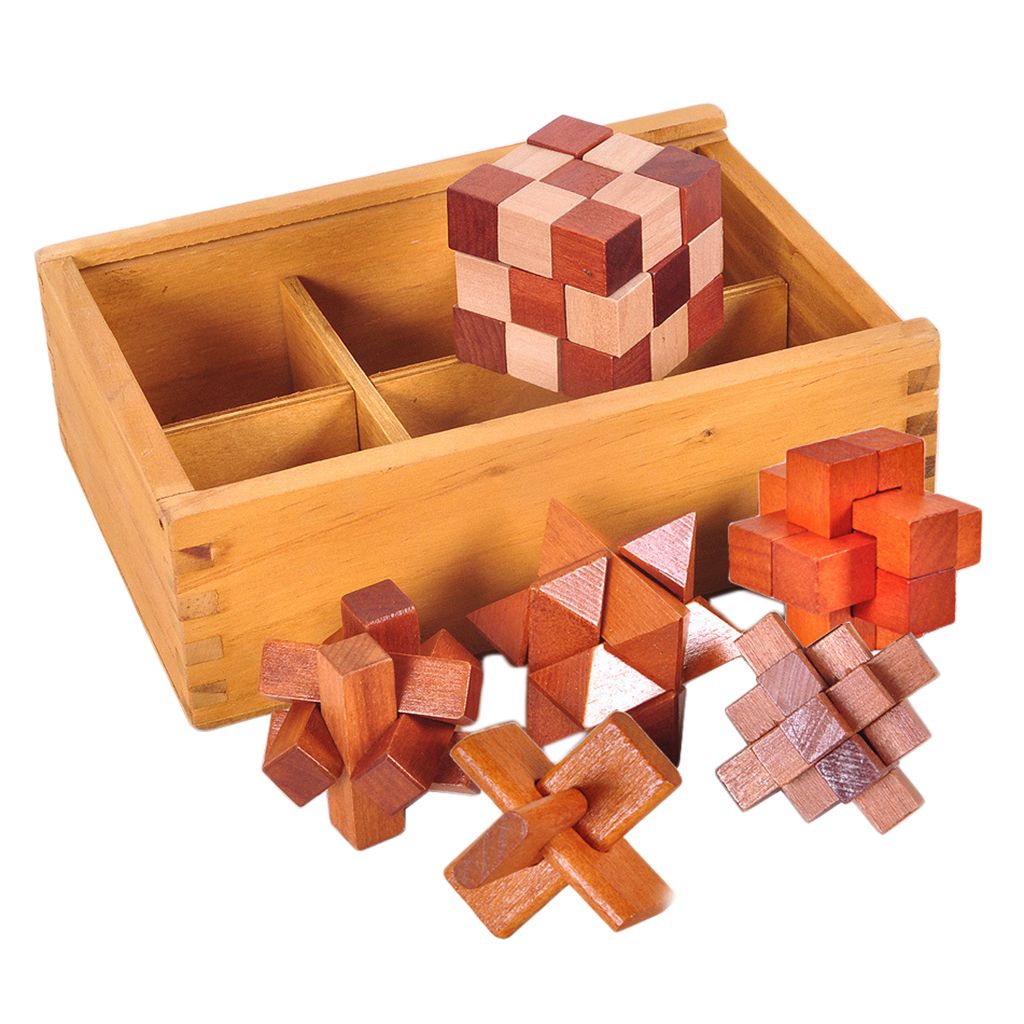 wooden puzzle storage box