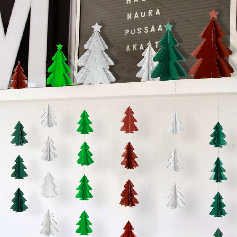 Colorful 3d Mini Christmas Tree Banner Xmas Hanging Ornaments