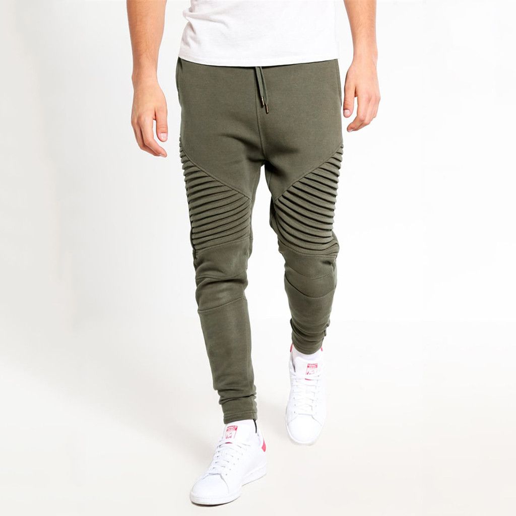 Compra Pantalones De Chándal Ajustados Hombres Sport Loshing Pleats  Patchwork Pantalones De Chándal Con Cordones Hip Hop Streetwear Pantalones  Deportivos Hombres Barato | Entrega Rápida Y Calidad | Es.Dhgate