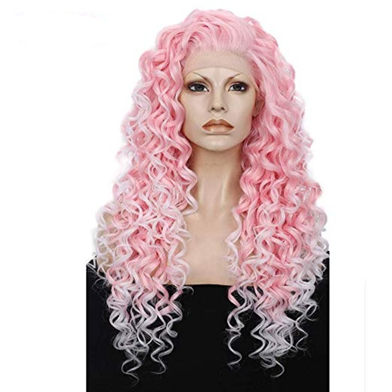 Natural Hairline Long Loose Curly Lace Front Wigs For Women Heat