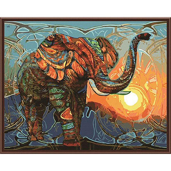 Elephant Paint By Numbers Kits DIY Number Hand Canvas Painting Flowers Animal