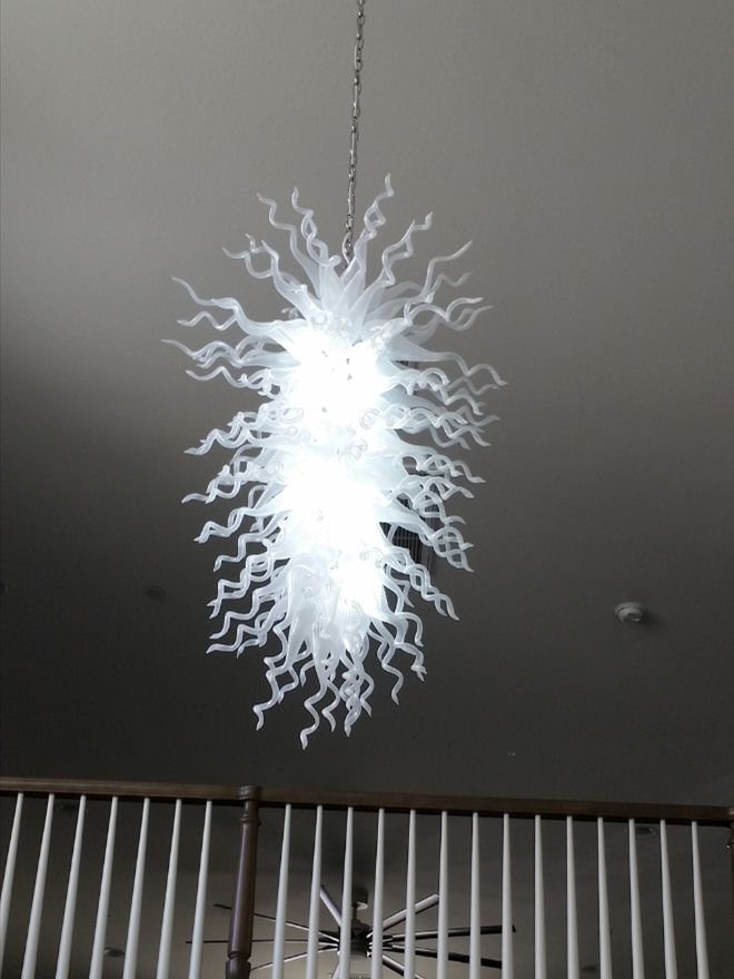 New House Decor High Ceiling Pendant Lamps White Crystal
