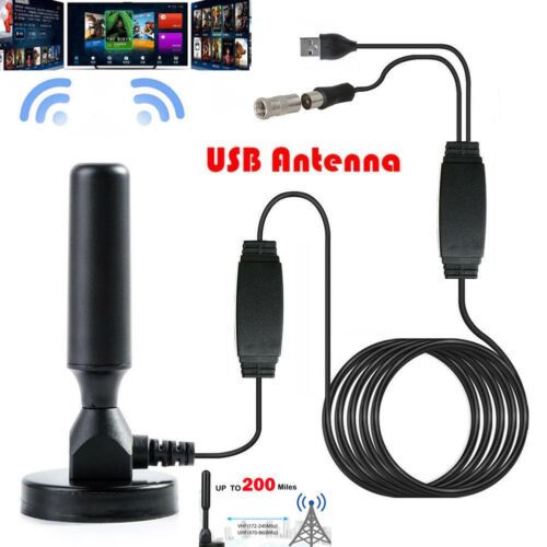 Antenna TV Digital HD 200 Mile Range 4K 1080P 16ft Coax Cable Skywire Indoor