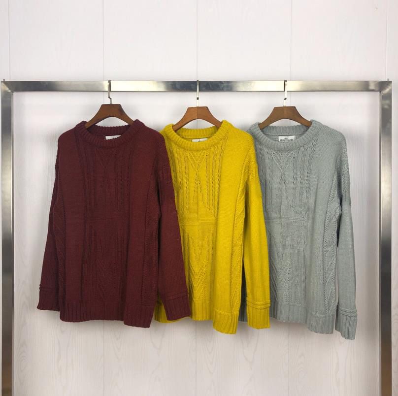 lovever Men Casual Round Neck Striped Patchwork Pullover Knit Sweater