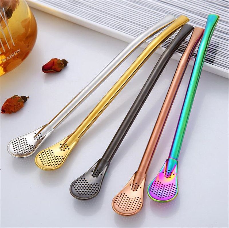Filtered Spoon Straws Reusable Stainless Steel Drinking Straw Creative