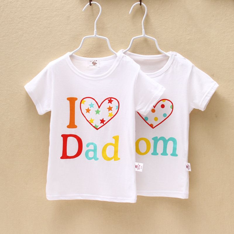 New Childs T Shirt Kids I Love My Mummy Daddy Toddler Child Tee Love heart