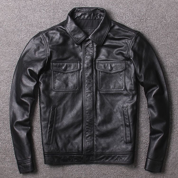pure black leather jacket