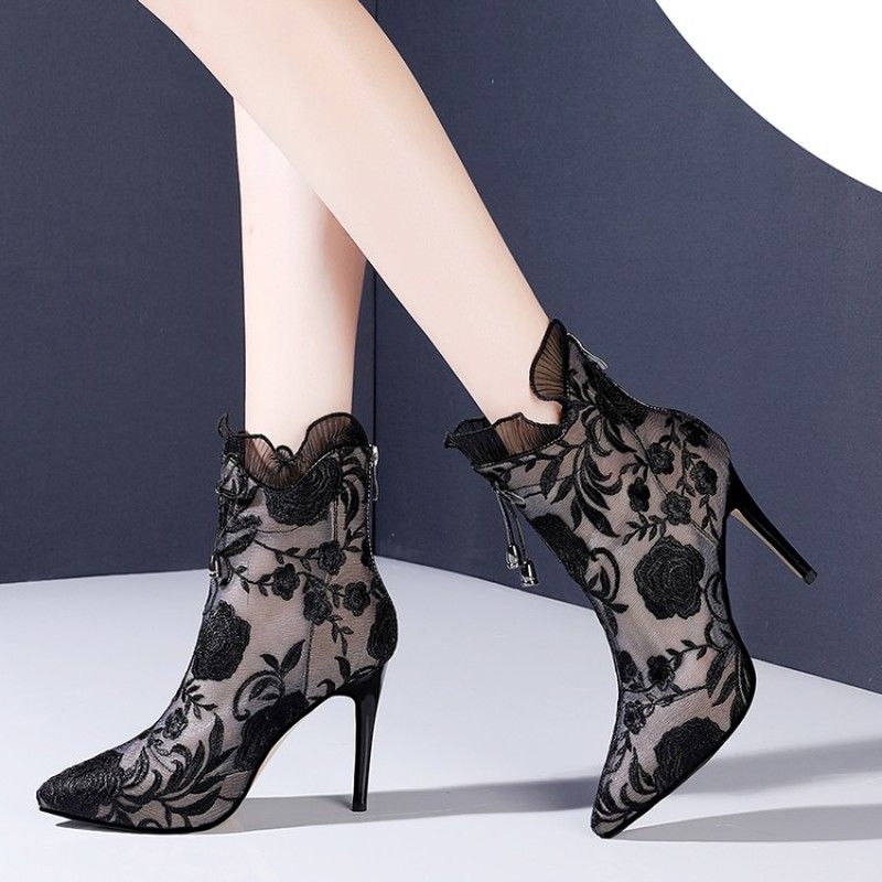 floral lace boots