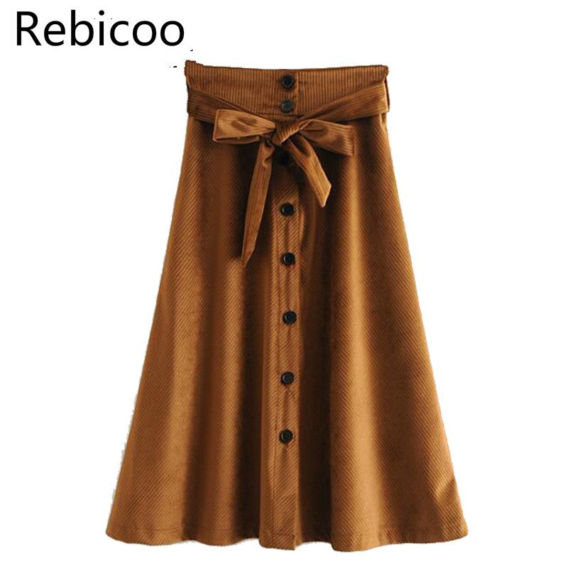 Acheter 2019 Hiver Nouveau Corduroy Midi Jupe Longue Taille Haute Ceinture Jupe Longue Retro Vintage Femmes A Ligne Falda De 18 57 Du Jasonstuff Fr Dhgate Com