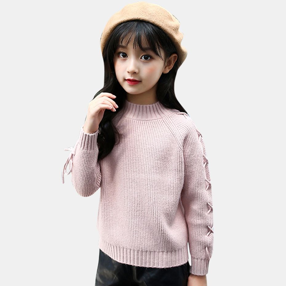 Girls Sweater Solid Sweater For Girls Long Bandage Sleeve Outerwear Autumn Kids Top Winter Clothing 3 4 6 8 12 Years Knitted Toddler Sweater Pattern Baby Sweater Knit Pattern From Cover3129 17 95 Dhgate Com