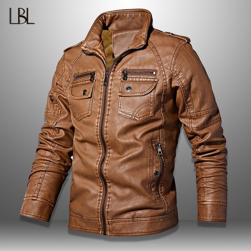 slim pu leather casual jacket