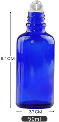 50ML Cobalt Blue Bottle + rouleau en métal