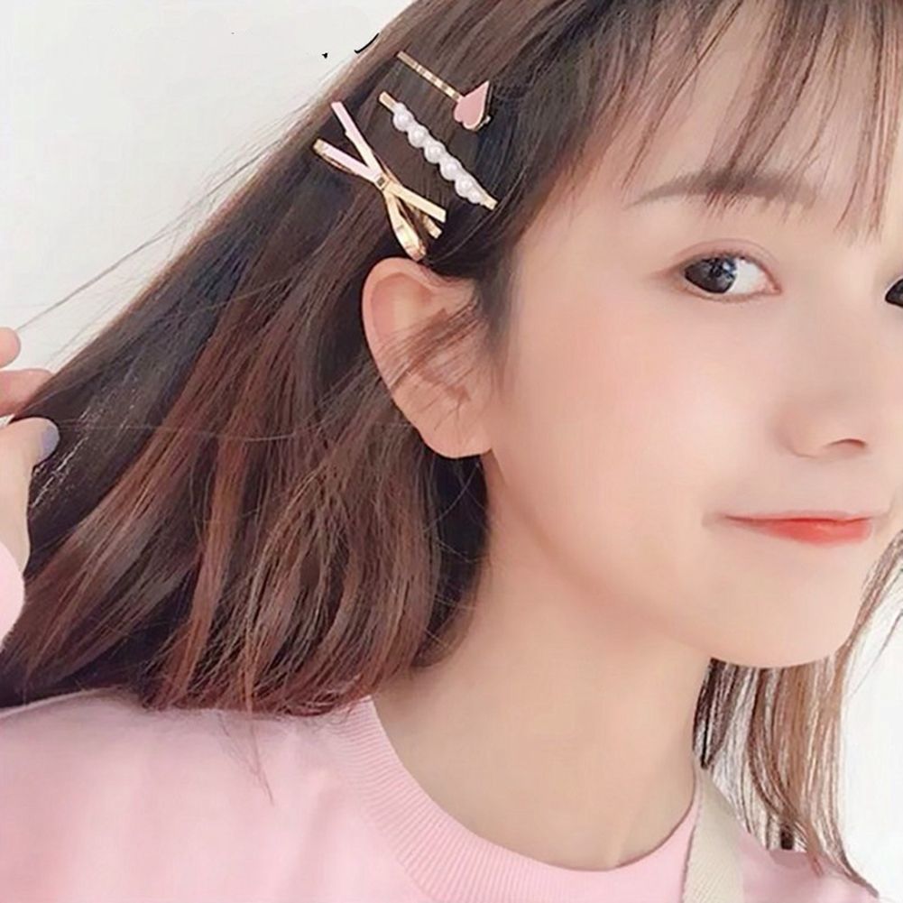 Korean Fashion Bow Pearl Love Hair Clip Set Popular Side Clip Jewelry Girl Cute Sweet Hair Korean Fashion Bow Pearl Love Hair Clip Set Popular Side Clip Jewelry Girl Cute Sweet Hair