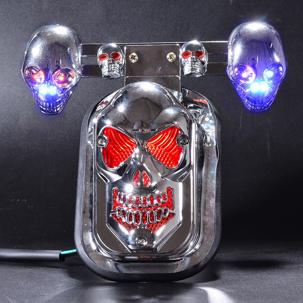 Best Motorcycle Electric Vehicle Parts Refit Skull Tail Light Ghost Led