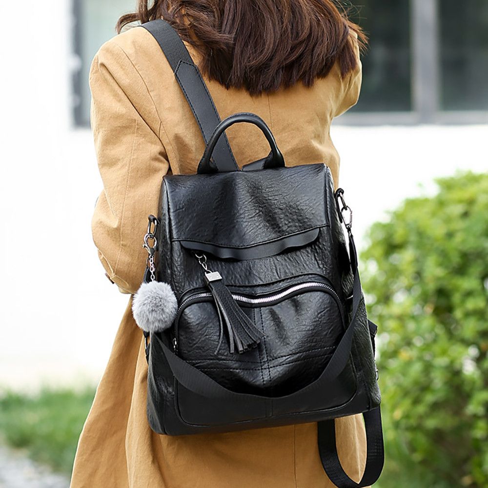 womens leather anti theft backpack