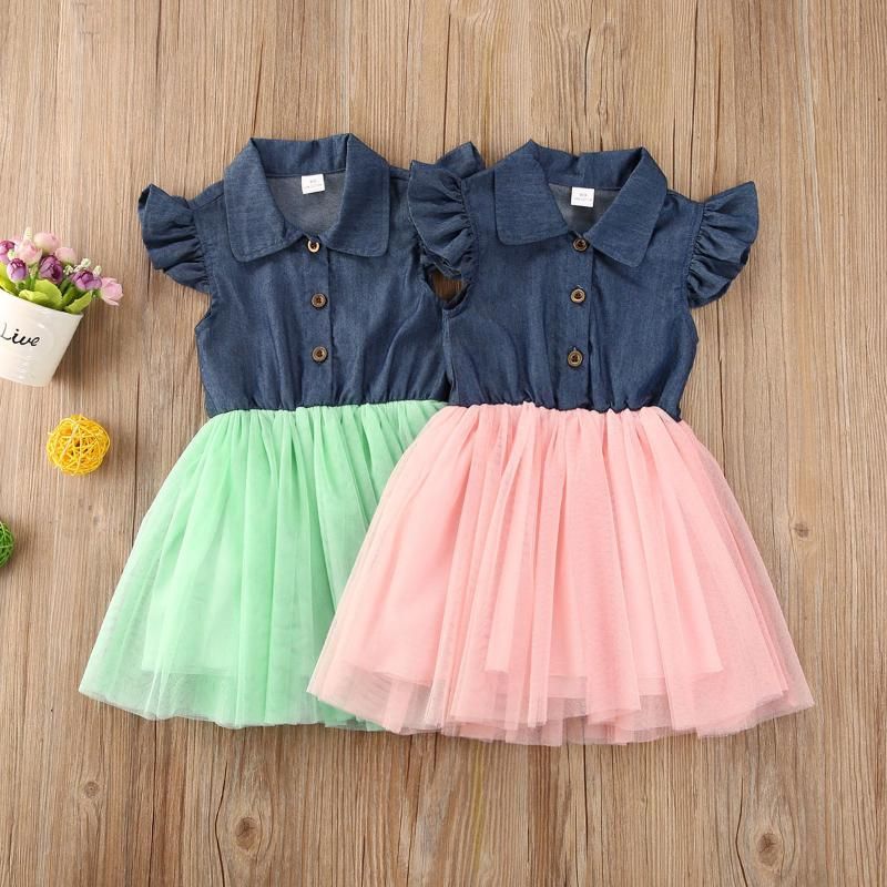 girls denim and tulle dress