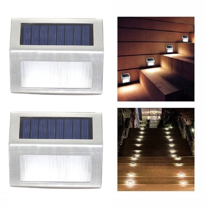 3LED Solar Passo luzes da escada Luzes Solar Cerca Luzes Lâmpadas de parede impermeável ao ar livre segurança LiFePO4 Solar